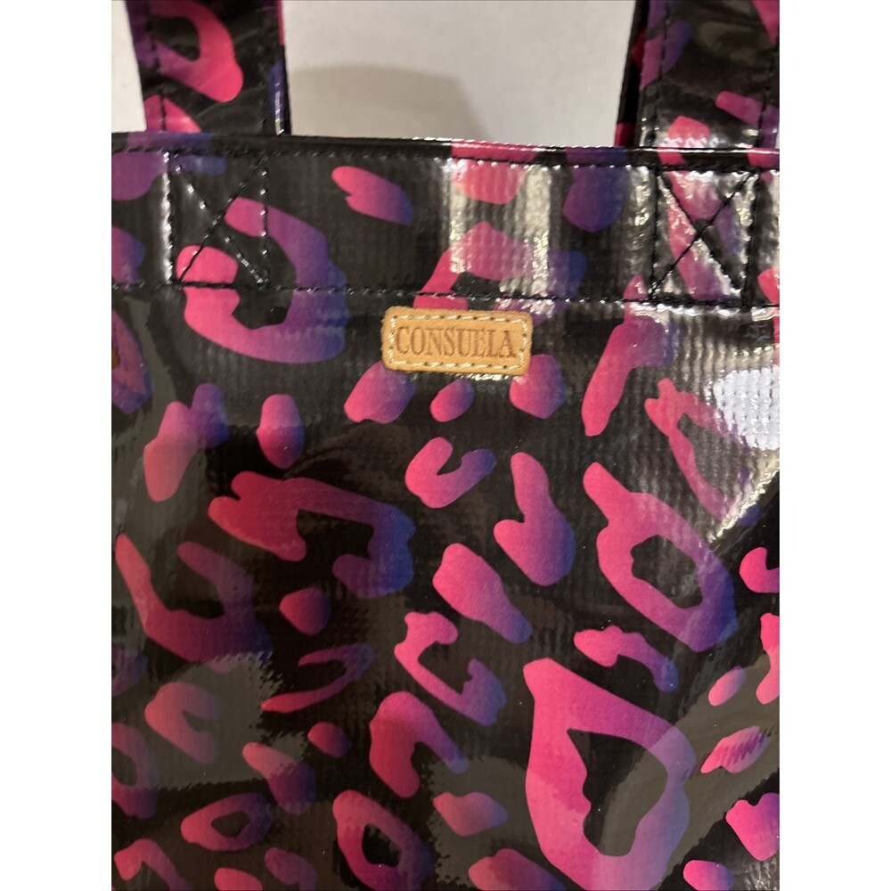 Consuela Pebbles Tote Bag Vinyl Pink Purple Animal Print - Picture 3 of 16